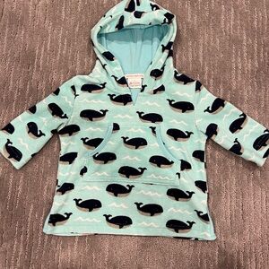 Whale Print Kids Terrycloth/towel Hoodie coverup - Blue